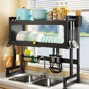 Estante de almacenamiento para fregadero de puerta de armario, almacenamiento de platos de encimera con cocina, estante multifuncional para lavar platos, escurridor de platos - Product Image 2