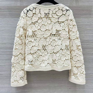 Nuovo 2024 <span class=keywords><strong>Cardigan</strong></span> lavorato a maglia autunno inverno cappotti di alta qualità da donna lavorati all'uncinetto a maniche lunghe Casual <span class=keywords><strong>Cardigan</strong></span> maglione <span class=keywords><strong>Beige</strong></span> Top - Product Image 2