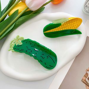 Cá Nhân Sáng Tạo Vui Màu Xanh Lá Cây Dưa Chuột Hình Dạng Cellulose Acetate Tóc Claw Clip Chất Lượng Cao Phụ Nữ Của Tóc Phụ Kiện Ngọt Ngào - Product Image 3