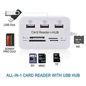 SD TF Mini SD Card M2 MS Card <strong>Reader</strong> Multi-function All in One Card <strong>Reader</strong> 3 Ports USB2.0 Hub USB Splitter for Laptop Desktop - Product Image 4