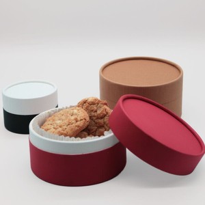Caja de Cartón Biodegradable Roja de Alta Gama Personalizada, Caja de Embalaje Cilíndrica para Pasteles de Grado Alimenticio, Tubo de Papel Kraft de Lujo para Pasteles - Product Image 3