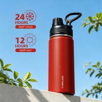 Bouteille d'eau isotherme en acier inoxydable multi-capacités à large ouverture, 360 ml à 1200 ml, avec plusieurs couvercles, pour la gym, en stock