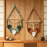 Étagère murale en macramé bohème, support à plantes flottant en coton tissé à la main, étagère de présentation esthétique en bois pour décoration de ferme