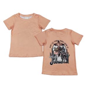 T-shirt à manches courtes pour bébé garçon, imprimé orange, avec fermeture éclair, vêtements de printemps, BT1618 rts - Product Image 1