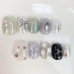 100 Estilos <span class=keywords><strong>de</strong></span> <span class=keywords><strong>Uñas</strong></span> <span class=keywords><strong>Postizas</strong></span> <span class=keywords><strong>de</strong></span> Lujo Personalizadas <span class=keywords><strong>con</strong></span> <span class=keywords><strong>Piedras</strong></span> Brillantes, <span class=keywords><strong>Uñas</strong></span> Cortas Redondas <span class=keywords><strong>con</strong></span> Punta Francesa <span class=keywords><strong>de</strong></span> Perla, Manicura Acrílica, <span class=keywords><strong>Uñas</strong></span> Adhesivas - Product Image 4