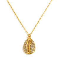 Collier pendentif vie marine en acier inoxydable plaqué or 18 carats PVD, zircon imperméable sans ternissement, vintage et cool pour femmes