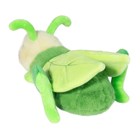 Accrocheur vert vif dessin animé criquet avec antennes perky couverture en tissu doux ailes réalistes yeux en plastique peluche sauterelle jouet