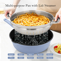 Set Panci Aluminium Anti Lengket Sanlang 28cm 4 Buah, Termasuk Wajan Goreng, Wajan Tumis, Tutup Kaca, Spatula Silikon, Gagang Lepas, Aman untuk Oven