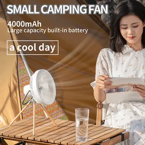 OEM 2022 새로운 LED 캠핑 팬 금속 삼각대 걸이 가능 야외 휴대용 충전식 4000mAh USB 천장 팬 원격 제어