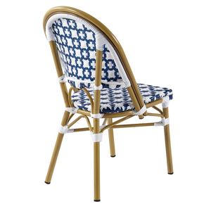 Chaises <span class=keywords><strong>de</strong></span> Bistro Modernes Parisiennes Blanches et Bleues, en Rotin et Aluminium, pour Restaurant, Jardin, Extérieur et Café - Product Image 6
