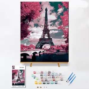 Paintido 도매 DIY 에펠 탑 독특한 풍경 캔버스 유화 번호로