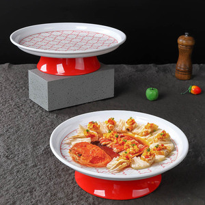 Plato de exhibición con patas altas y soporte, plato redondo de melamina para hotel, mariscos, platos fríos, uso comercial en restaurantes. - Product Image 2