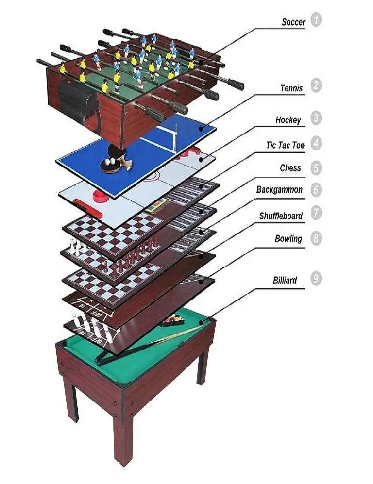 9 In 1 Multi Spelletjes Kids Play Biljart Pooltafel Met Voetbal Tafeltennis Push Hockey Tafel