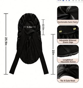 Bonnets anti-dérapants avec bande élastique réglable, taille jumbo, bonnet de nuit en satin pour femmes aux cheveux longs, bouclés ou tressés - Product Image 4