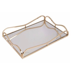 Nouvelle arrivée Plateau en métal et verre avec poignée en métal Plateaux décoratifs du fabricant et fournisseur indien - Product Image 2