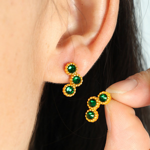 Emerald Zircon Gold Plated <b>Clip</b> On Earrings Geometric U Shape Bezel Setting Zinc Alloy Fashion Jewelry Gift Women's Ear <b>Clips</b> - Product Image 1