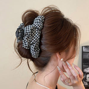 Pinzas de Pelo Grandes con Diseño a Cuadros en Blanco y Negro Vintage, Pinzas de Tela para el Cabello, Accesorios para el Cabello de Mujer, Venta al Por Mayor - Product Image 5