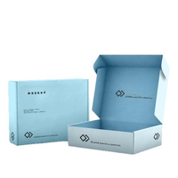 Boîte d'expédition pliable en carton ondulé bleu clair, imprimée à l'intérieur avec logo personnalisé, écologique, recyclable et personnalisable