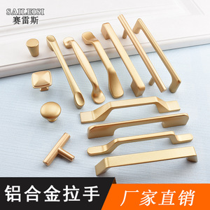 Poignées de porte de placard Serres en alliage d'aluminium, finition or sablé, forme barre, décoration de surface, quincaillerie pour meubles - Product Image 3