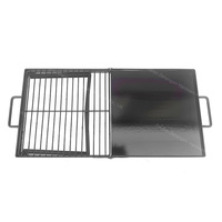 Grille de camping pliable de 24 pouces en acier robuste avec grille en maille, portable et pliable avec pieds et sac de transport
