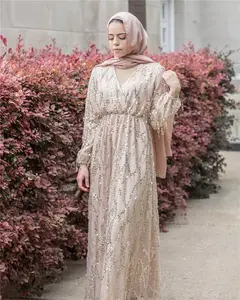 Новая коллекция блестящее платье макси с бахромой и блестками для мусульманских женщин и девочек
