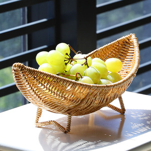 Corbeilles à fruits créatives en rotin écologique, plateaux de service modernes en forme de croissant pour la maison - Product Image 4