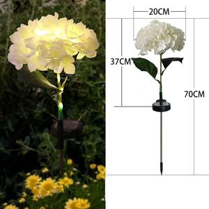 Luz de tierra de Hortensia Artificial grande de una sola cabeza Solar LED para decoración de patio Festival atmósfera césped - Product Image 2