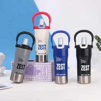 Bouteille d'eau isotherme en acier inoxydable 800 ml (24 oz) avec paille, personnalisable avec logo, sans BPA, toucher doux, pour le sport