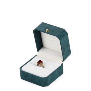 Elegant Octagonal Jewelry <b>Box</b> Set Teal <b>Velvet</b> Magnetic Closure For Ring Pendant Bracelet <b>Storage</b> - Product Image 4