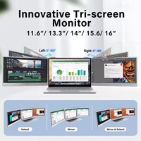 Pliable 11.6 pouces ordinateur portable type-c USB moniteur LCD Triple écran d'ordinateur portable Extender moniteur Portable pour ordinateur portable double écran Triple