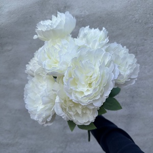 Fournitures de jardin en gros PT-P9004, buissons blancs, fleurs artificielles en soie de pivoine à toucher réel, grandes, pour la décoration - Product Image 5