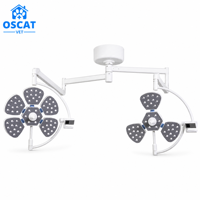 Lampe chirurgicale vétérinaire OSCAT à LED sans ombre, à double tête, montée au plafond, bras rotatif à 360°, réutilisable pour animaux
