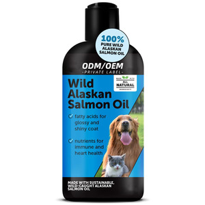 Suplemento de Aceite de Salmón Salvaje de Alaska OEM/ODM <span class=keywords><strong>para</strong></span> Perros y Gatos - Omega-3 EPA y DHA <span class=keywords><strong>para</strong></span> la Piel y el Pelaje, Control de <span class=keywords><strong>Pulgas</strong></span>, Apoyo Inmunológico, Salud Cerebral y Cardíaca - Product Image 1