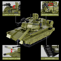 Tanque de guerra mundial PANDAS, modelo militar DIY, tanque del ejército, juego de soldado, juego de artillería, vehículo blindado, bloque de construcción hecho de plástico