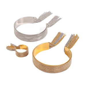 Jie <strong>Ding</strong> Stainless Steel Tassel Bracelet <strong>Ring</strong> High Sense Niche <strong>Ring</strong> Titanium Steel Open-end Bracelet Hand Jewelry - Product Image 2