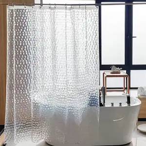 环保3D EVA塑料淋浴家用窗帘窗户，水立方图案透明窗帘