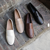 Chaussures plates en cuir pour femmes, style universitaire, mocassins rétro polyvalents