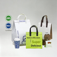 Sac isotherme personnalisé en non-tissé avec doublure en aluminium pour la livraison de café, sac à emporter isolé pour boissons chaudes et froides