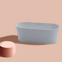Baignoire autoportante ovale moderne en acrylique épais de qualité CE, de couleur blanche, avec drain
