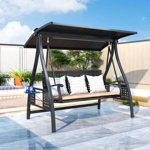 Balançoire de balcon pour adulte 3 sièges jardin lit oscillant en aluminium imperméable confortable - Product Image 2