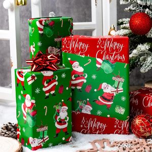 Vintage Christmas <b>Wrapping</b> <b>Paper</b> Green Reversible Santa Theme 17 Inch X 33 Feet Gift Wrap Craft Use Recyclable - Product Image 2