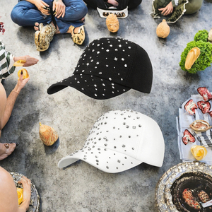 Gorra de Béisbol con Pedrería, Gorra con Visera Bordada con Cristales, Ajustable, Unisex, Casual, para Exteriores, Protección Solar - Product Image 4