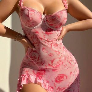 Factory Price Ulral-thin See-through Long Dress Lingerie <b>Set</b> New Arrival Luxury Women's Two-Piece <b>Set</b> <b>Bra</b> <b>Set</b> - Product Image 5