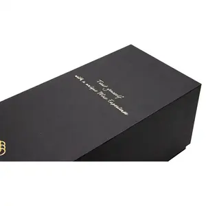 Garrafa De Vinho De Luxo Papel Rígido De Embalagem De Papelão Caixa De Presente De Ouro De Carimbo Quente com Tampa E Inserção De Espuma