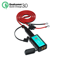 Chargeur USB étanche pour moto 12-24V, montage sur guidon, double port QC3.0 et PD, charge rapide pour moto, VTT