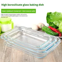 Plat de cuisson moderne en verre carré transparent écologique résistant au four à haute température poisson salade de fruits riz micro-ondes