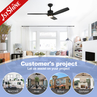 Ventilateur de plafond en bois 1stshine de 52 pouces avec lumière, moteur DC, télécommande, 3 pales en bois, LED à intensité variable, moderne