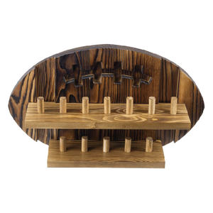 Présentoir mural à bijoux en bois massif brûlé rustique à 2 niveaux, <span class=keywords><strong>porte</strong></span>-bague de championnat sportif - Product Image 4