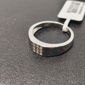 Anello da Uomo a Fascia Larga in Argento Sterling S925 con Griglia Quadrata e Pietre CZ, Anello da Cerimonia e Business per Gentiluomini - Product Image 3