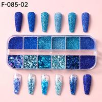 Ensemble de 12 poudres à ongles scintillantes rose et bleu néon d'été, paillettes irisées effet aurore, pigment de sable sucré pour la décoration des ongles